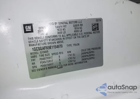 2014 Chevrolet Express G1500 z USA, uszkodzony, nr VIN 1GCSGAFX9E1154979